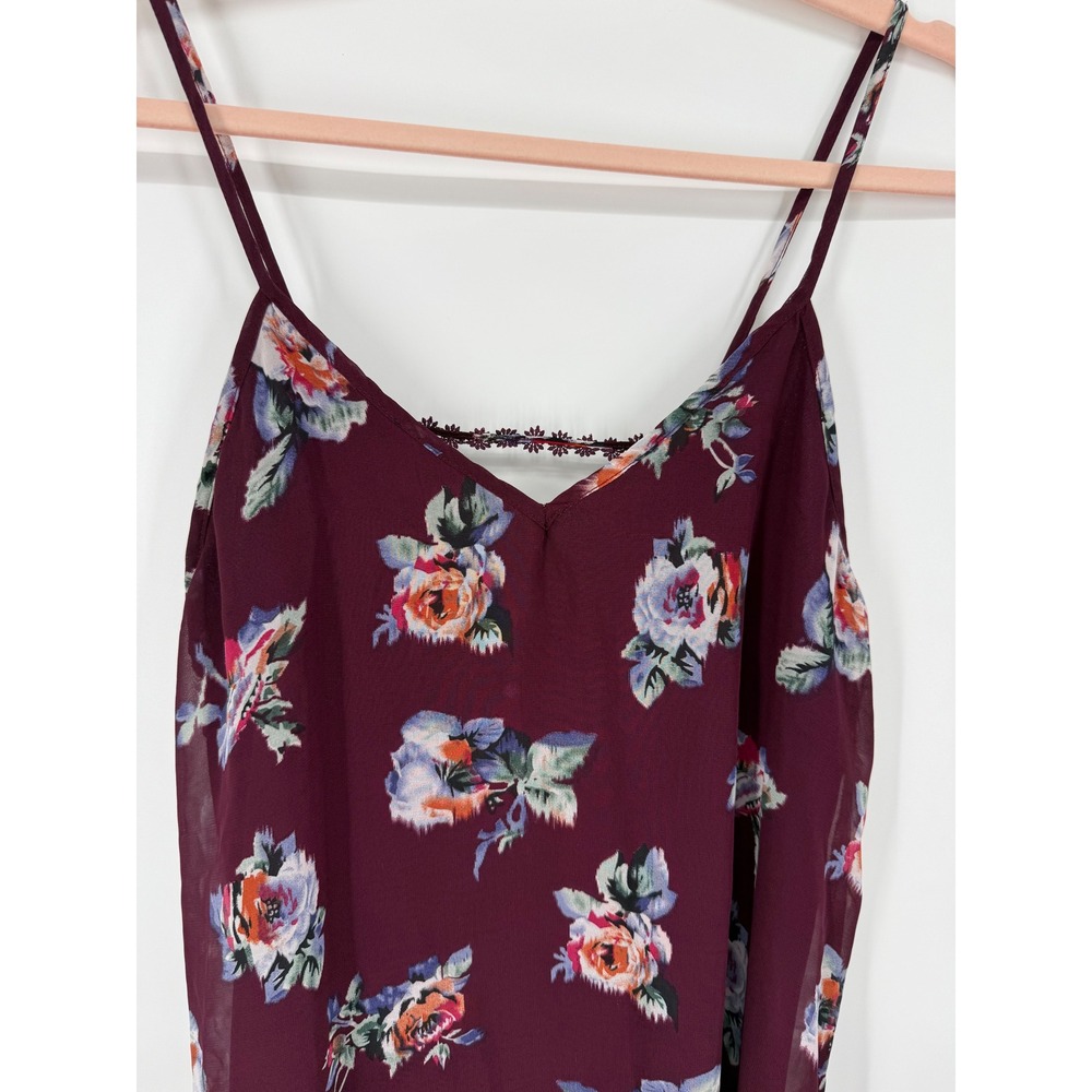 Pink Republic Maddy K Dress Women Medium Burgundy Floral Crochet Back Whimsygoth - Picture 2 of 8